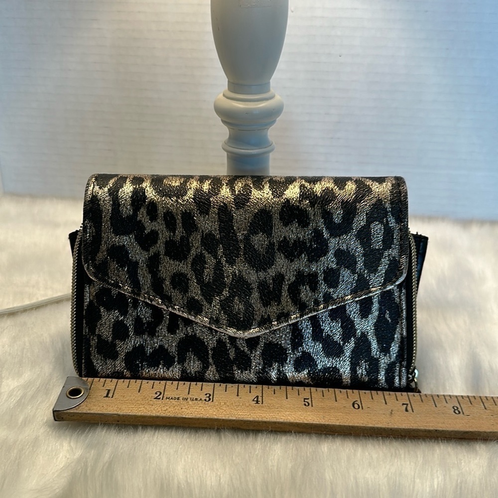 Leopard print black/metallic gold wallet/clutch no strap